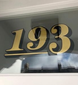 London House Number co, Reverse glass gilding House Number on Pillars, columns, Restoration fanlight transom