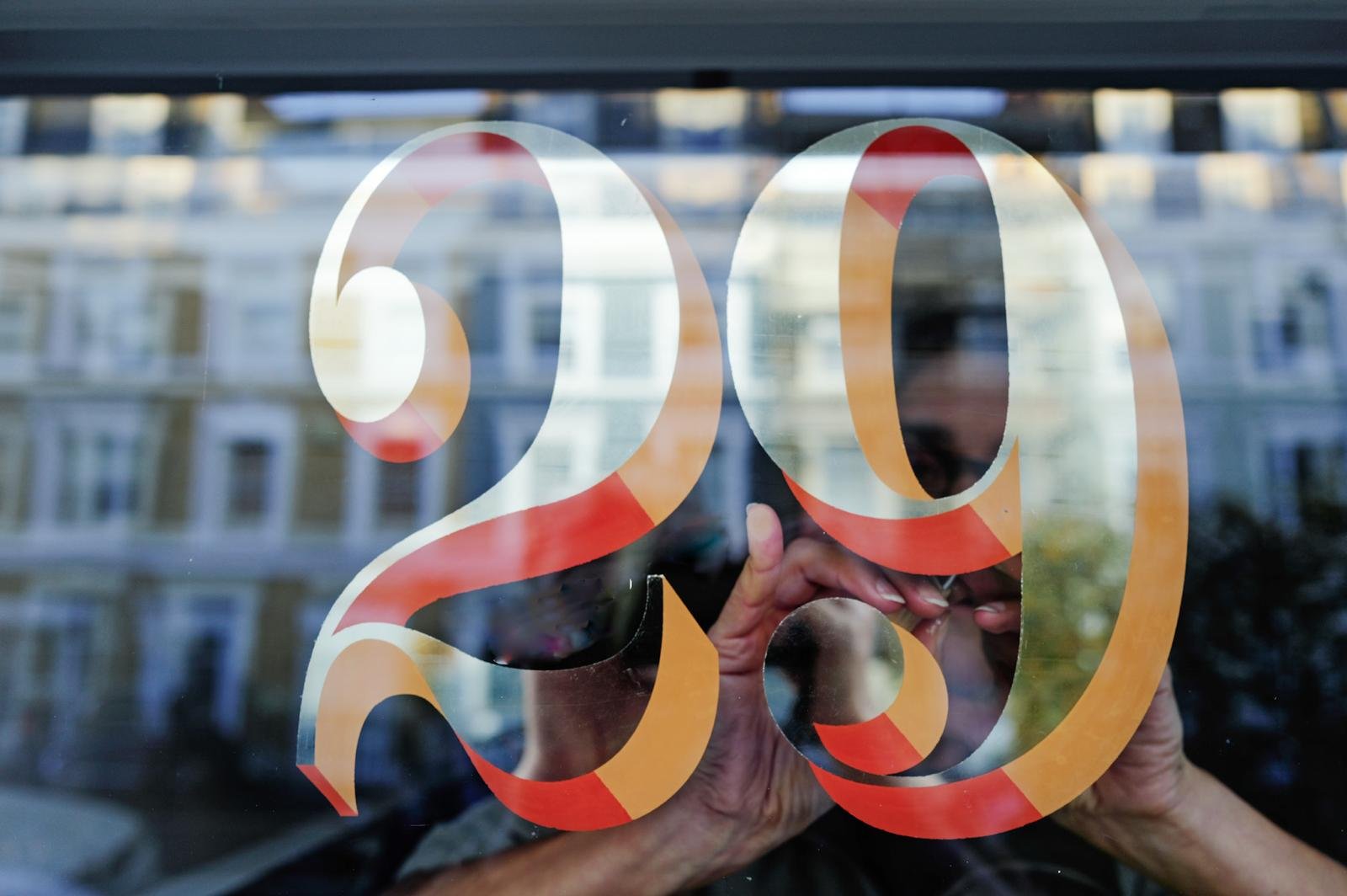 London House Number co, Reverse glass gilding for House Number on Pillars, columns, fanlight transom