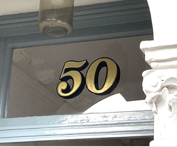 Hand Gilded Gold Leaf Transom numbers London.